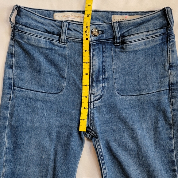 Anthropologie Pilcro Mid / High Rise Boot Cut Buttoned Slit Flare Jeans sz 25 - Picture 10 of 16